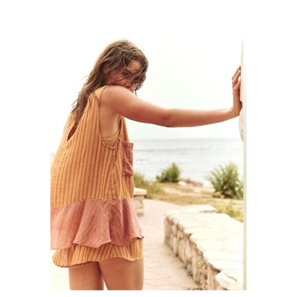 Free People Annabelle Striped Multicolor Gauzy Yarn Dye Set Shorts & Top Medium - Picture 15 of 16